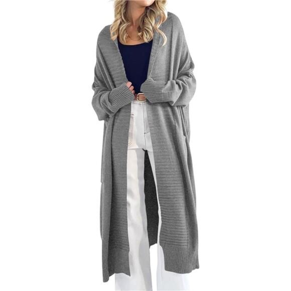 Womens Long Cardigan Sweaters with Pockets Grey - Picture 1 of 5